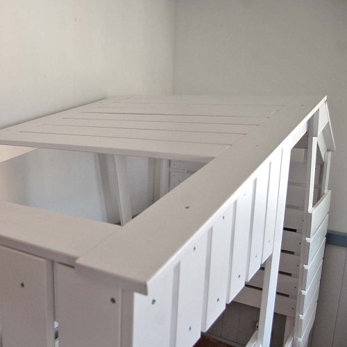 Dannenfelser lounge-zone Höhlenbett Baumhausbett Kinderbett Bett Baumhaus Spielhöhle WEISS (nicht Beige) Hüttenbett Spielbett Hochbett STRANDHAUS Massivholz Vollholz Holz Kinderzimmer 90x200cm 11049 - 3
