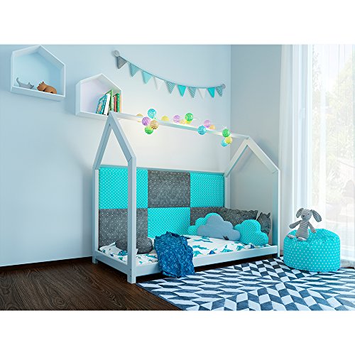 Vicco Kinderbett Inklusive Matratze Kaltschaummatratze Kinderhaus Kinder Bett Holz Haus Schlafen Spielbett Hausbett mit Matratze 90x200cm - lackiertes Massivholz (Weiß, 90 x 200 cm) - 4