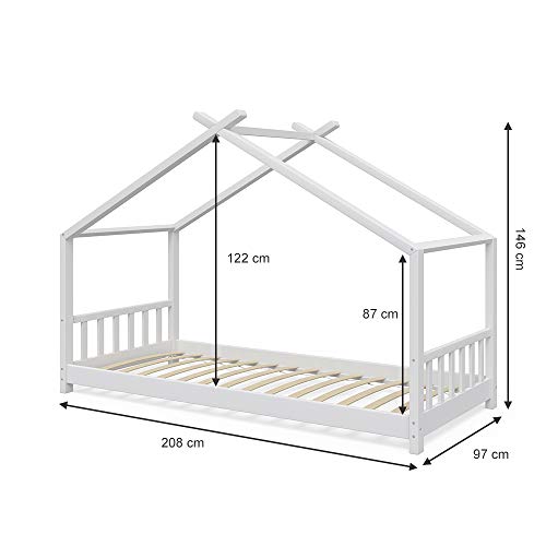 Vicco Kinderbett Hausbett Design 90x2000cm Kinder Bett Holz Haus Schlafen Hausbett Spielbett Inkl. Lattenrost - 3