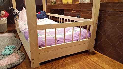 Oliveo HAUSBETT KINDERHAUS Lisa Bett für Kinder,Kinderbett Spielbett mit SICHERHEITBARRIEREN (120 x 60 cm, Naturholz) - 5