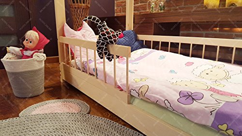 Oliveo HAUSBETT KINDERHAUS Lisa Bett für Kinder,Kinderbett Spielbett mit SICHERHEITBARRIEREN (120 x 60 cm, Naturholz) - 6