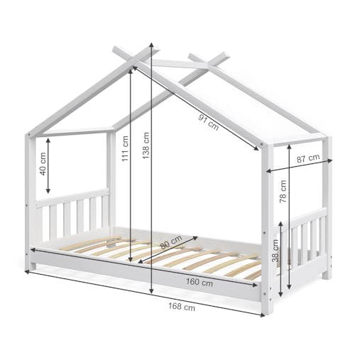 Vicco Design-Hausbett weiß (inkl. Lattenrost und Fallschutzgitter) - 3