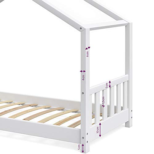 Vicco Design-Hausbett weiß (inkl. Lattenrost und Fallschutzgitter) - 8