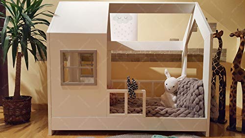 Oliveo New Mon Kinderbett, Bett, Kinderbett, Bett, Hüttenbett mit Gitter - 4