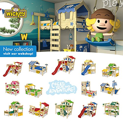 WICKEY Kinderbett CrAzY Buddy Einzelbett 90x200 Abenteuerbett mit Dach und Lattenboden, apfelgrün - 6