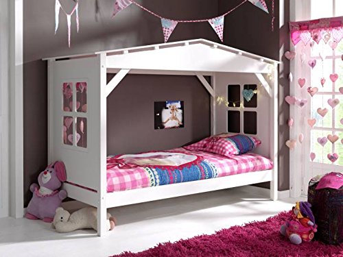 Vipack Spielbett Pino, 90 x 200 cm, Haus, Kiefer teilmassiv, weiß lackiert - 2
