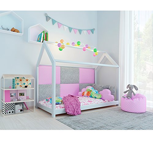 Vicco Kinderbett Kinderhaus Jugendbett Kinder Bett Holz Haus Schlafen Spielbett Hausbett - lackiertes Massivholz - kindgerechte Verarbeitung (Weiß, 90 x 200 cm) - 5