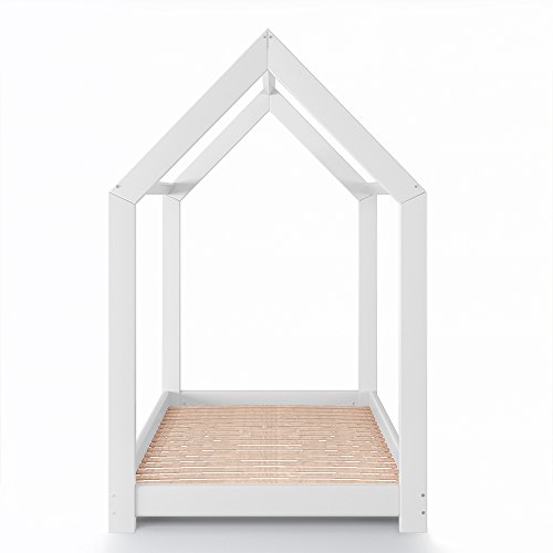 Vicco Kinderbett Kinderhaus Jugendbett Kinder Bett Holz Haus Schlafen Spielbett Hausbett - lackiertes Massivholz - kindgerechte Verarbeitung (Weiß, 90 x 200 cm) - 9