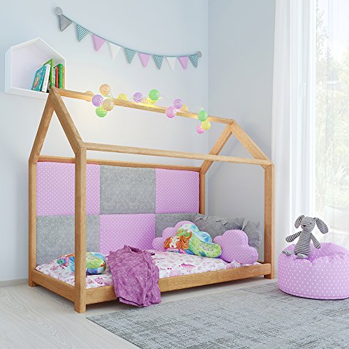 Vicco Kinderbett Jugenbett Kinderhaus Bett Kinder Holz Haus Schlafen Spielbett Hausbett - lackiertes Massivholz - kindgerechte Verarbeitung (Natur, 80 x 160 cm) - 5
