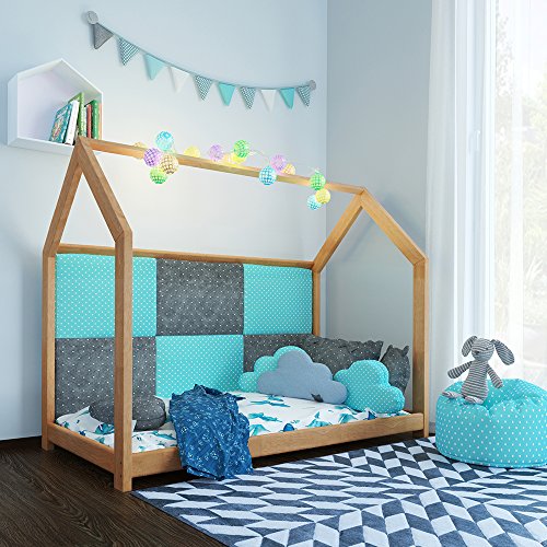 Vicco Kinderbett Jugenbett Kinderhaus Bett Kinder Holz Haus Schlafen Spielbett Hausbett - lackiertes Massivholz - kindgerechte Verarbeitung (Natur, 80 x 160 cm) - 6